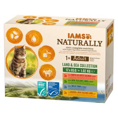 IAMS Naturally Adult Land & Sea Mix Multipack 12x85g