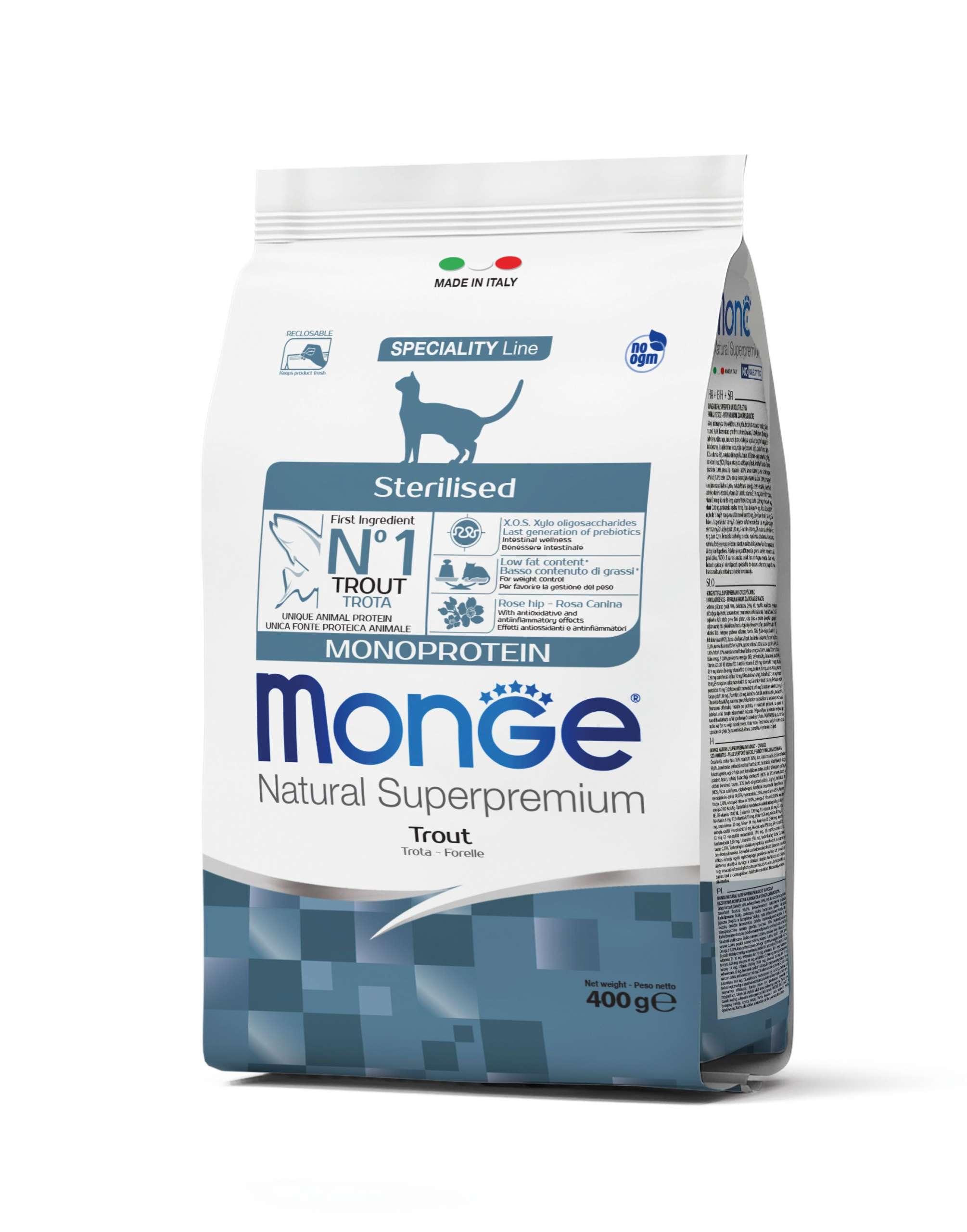 Monge Cat Natural Superpremium Sterilised Adult Forelle 400g / 1.5kg / 10kg