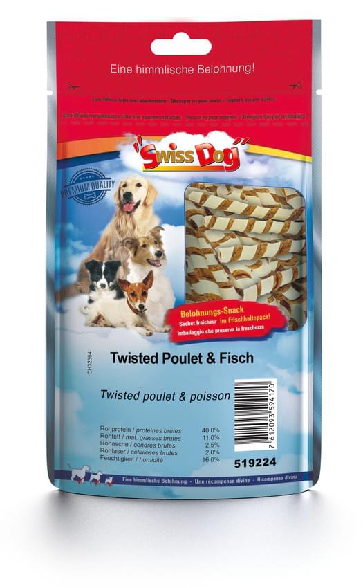 SwissDog Twisted Poulet & Fisch 6x80g