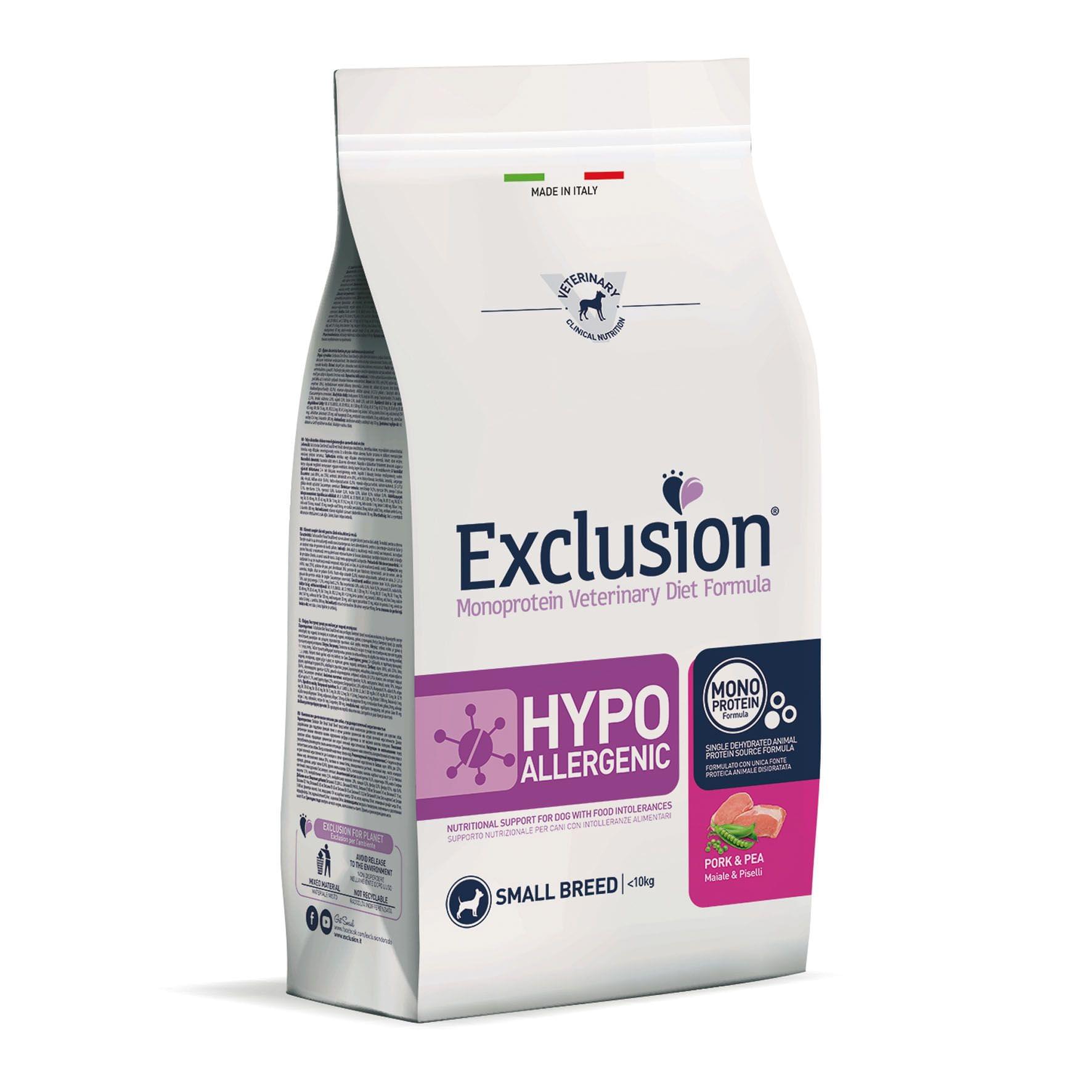 Exclusion Dog Hypoallergenic Vet Monoprotein Adult Small - Pork & Pea 2kg