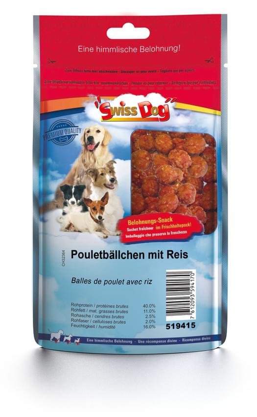 SwissDog Pouletbällchen mit Reis 6x150g / 630g