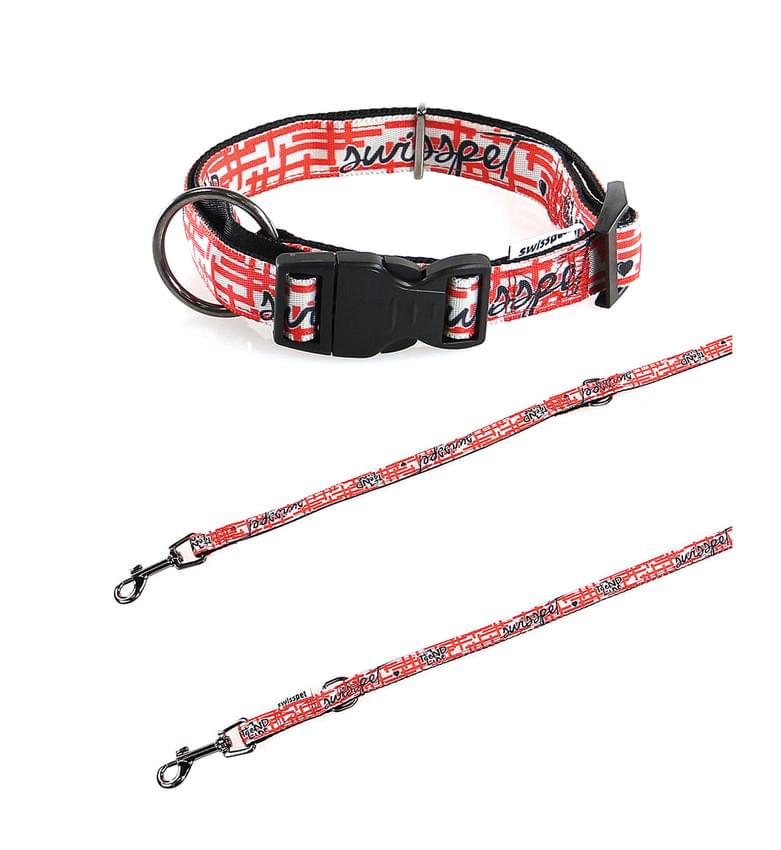 TrendLine Halsband & Führleine Labyrinth rot