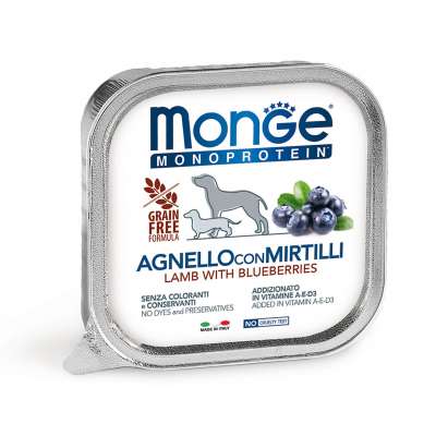 Monge Dog Adult Monoprotein Lamm mit Heidelbeeren 24x150g