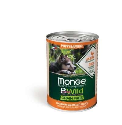Monge BWild Grain Free, Puppy / Junior, Ente 24x400g