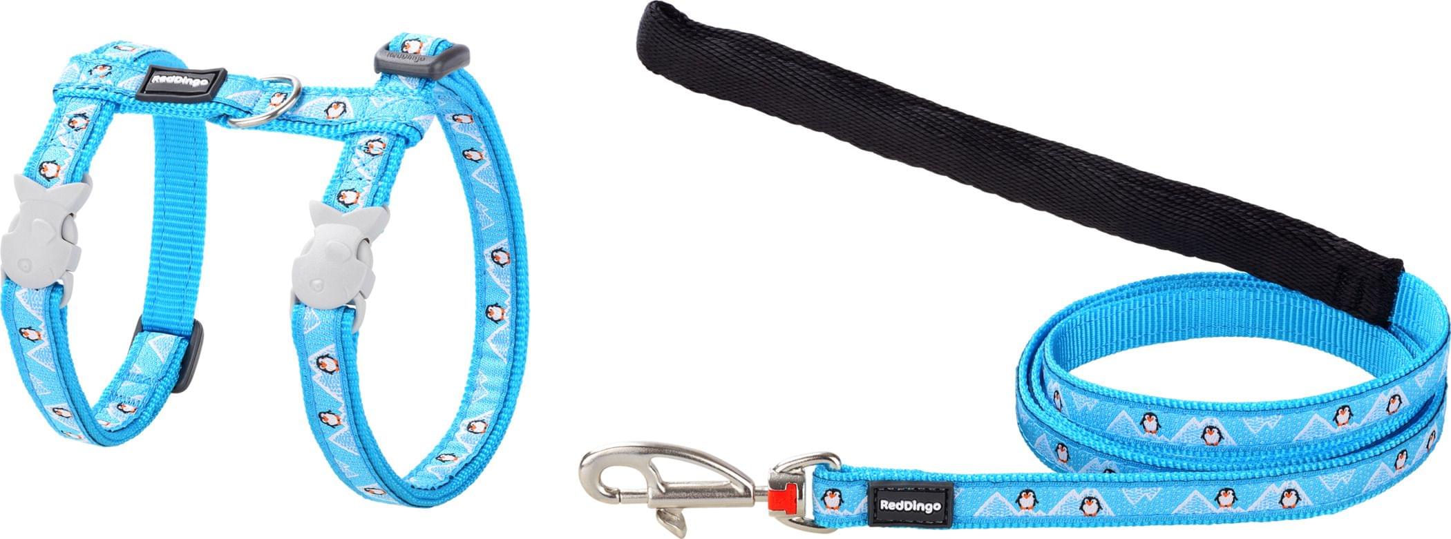 RedDingo Cat Geschirr & Leine Design Penquin Turquoise - XS