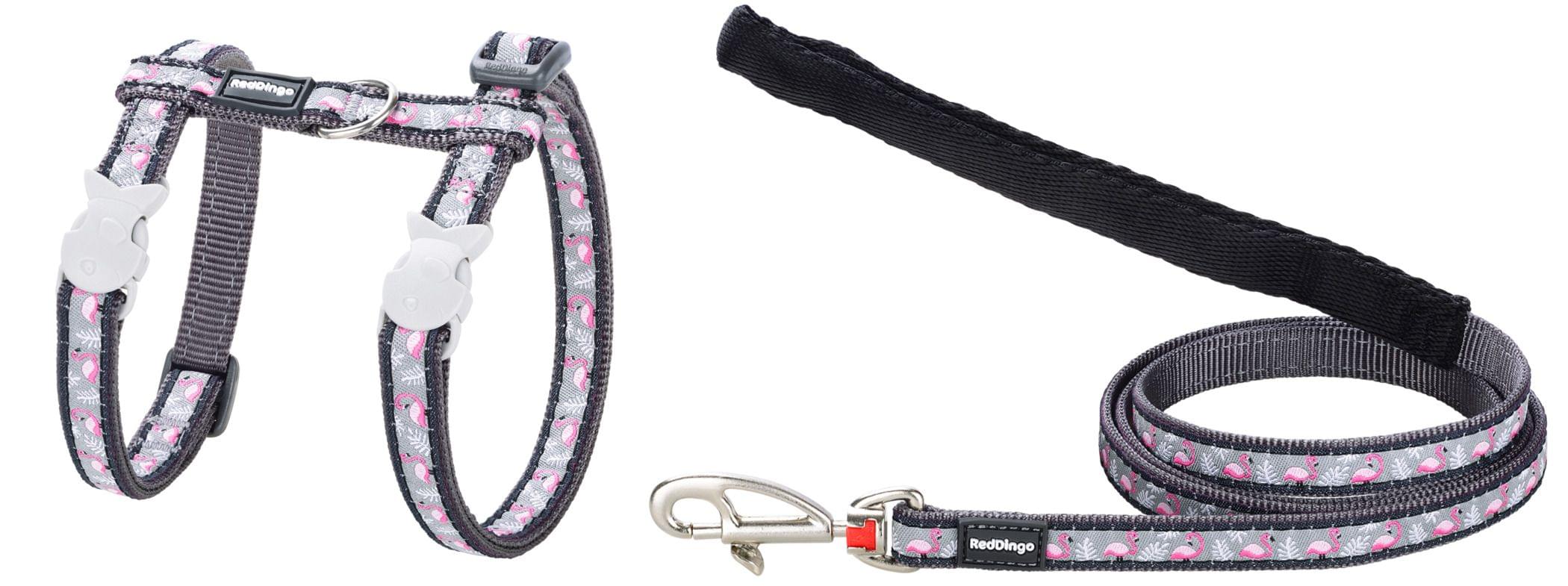 RedDingo Geschirr & Leine Design Flamingo Cool Grey - XS