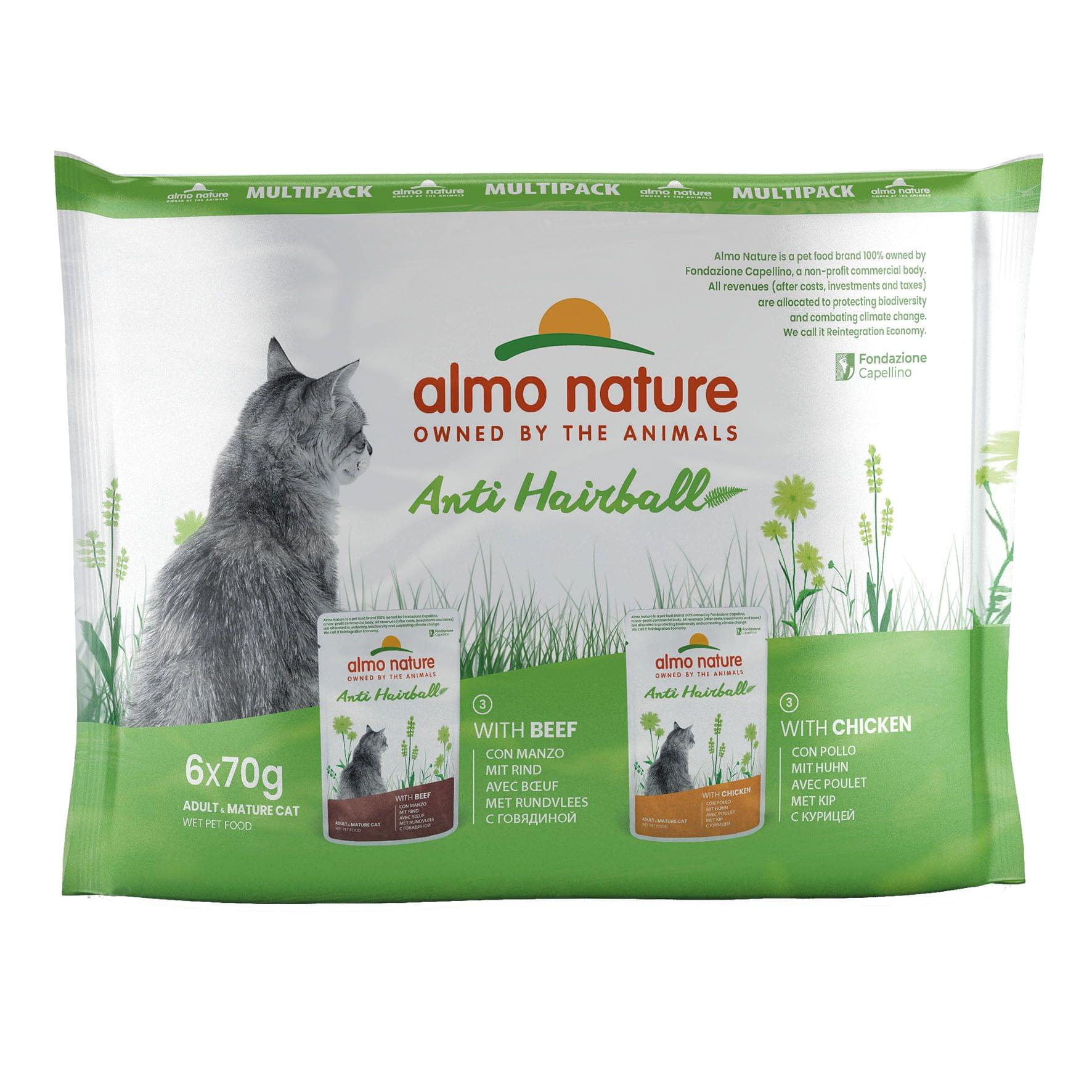 Almo Holistic Anti Hairball Rind und Huhn 10x6x70g
