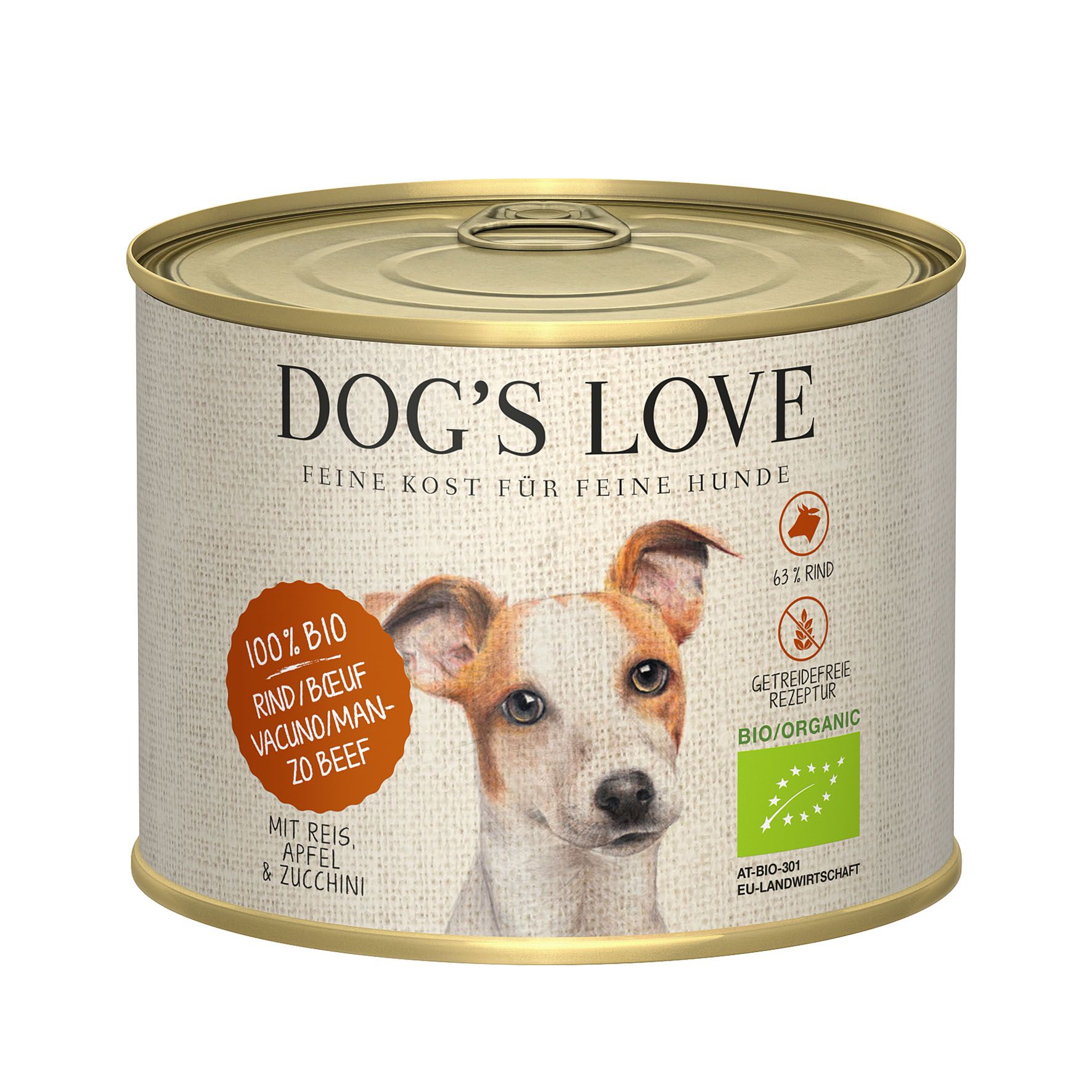 DOG'S LOVE Rind, Reis&Apfel&Zucchini 6x200g / 6x400g / 6x800g