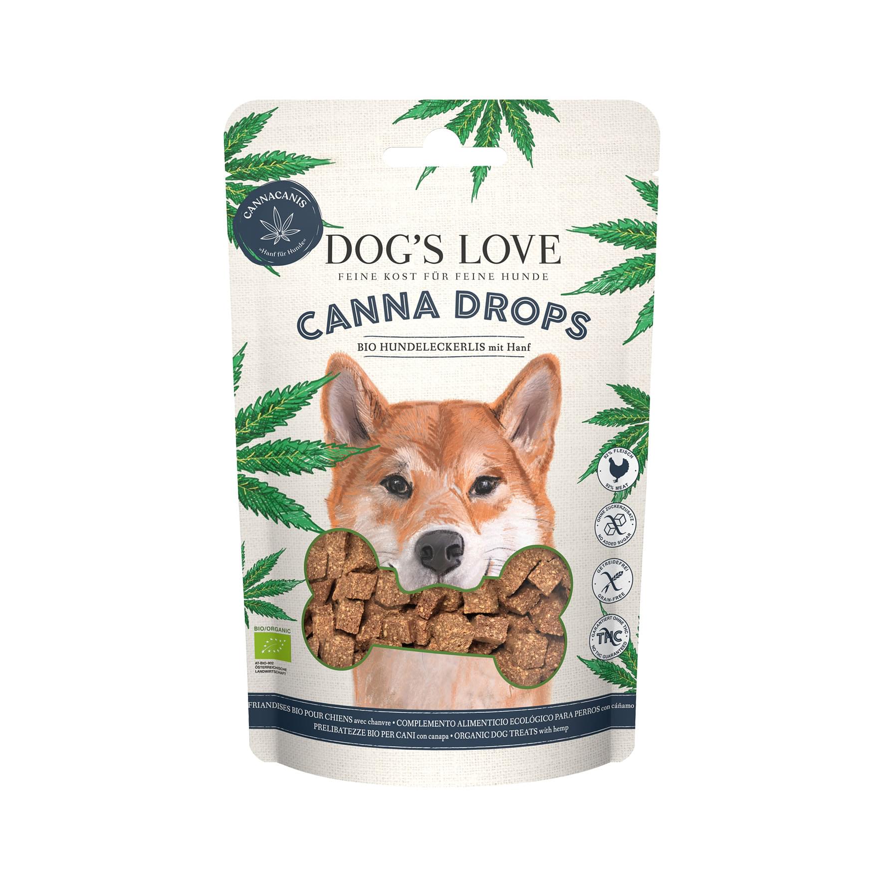 DOG'S LOVE Canna Drops 100% BIO-Snacks Geflügel 150g