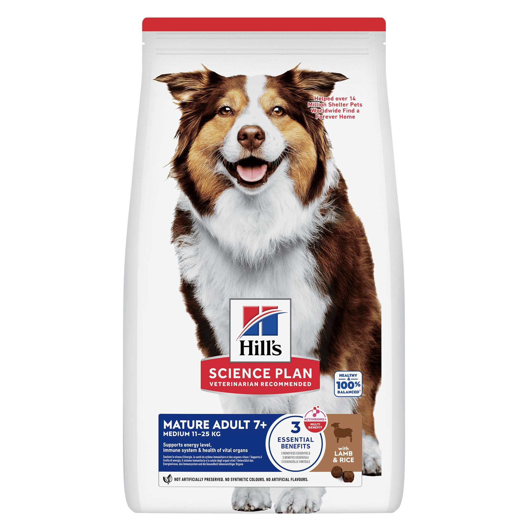 Hill’s Hund Science Plan Mature Adult 7+ Medium 11-25kg Lamm+Reis 2.5kg / 14kg – Bild 2