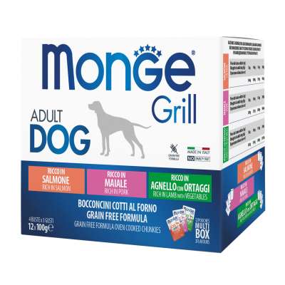 Monge Grill Dog Salmon, Pork, Lamb Multipack 12x100g