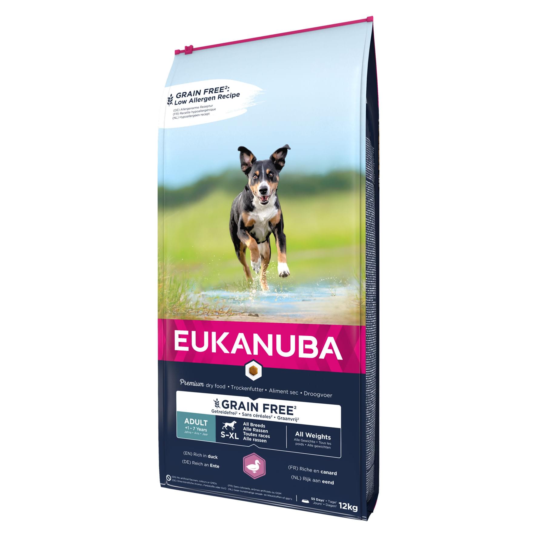 Eukanuba GRAINFREE Adult Ente Small bis Extralarge Breed 12kg