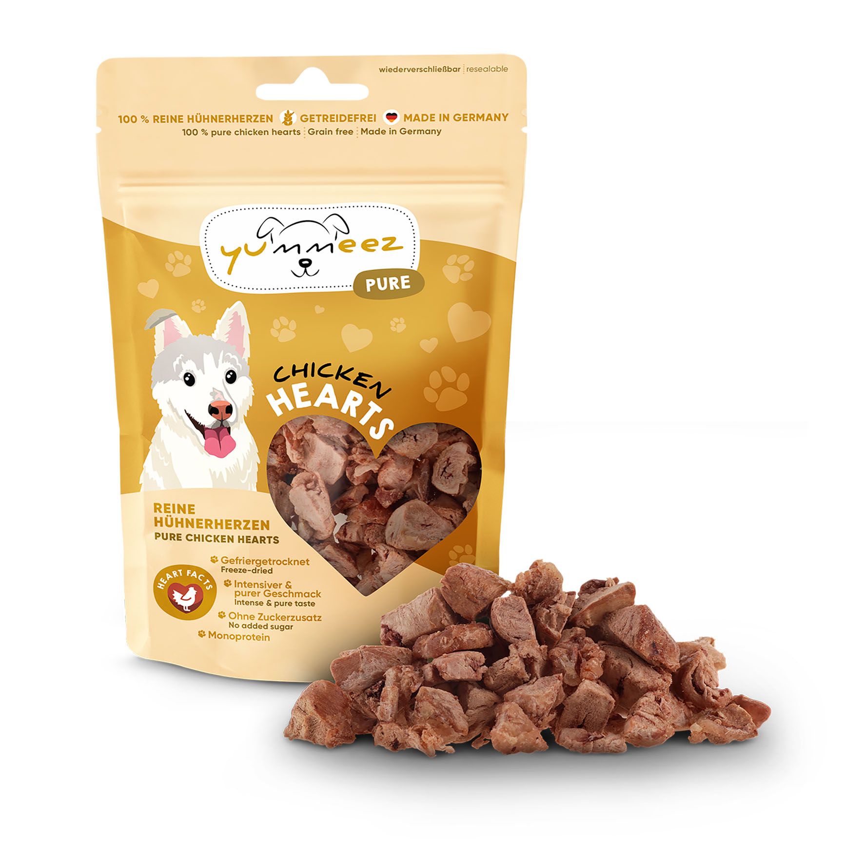 Yummeez pure Hühnerherzen 35g – Bild 3