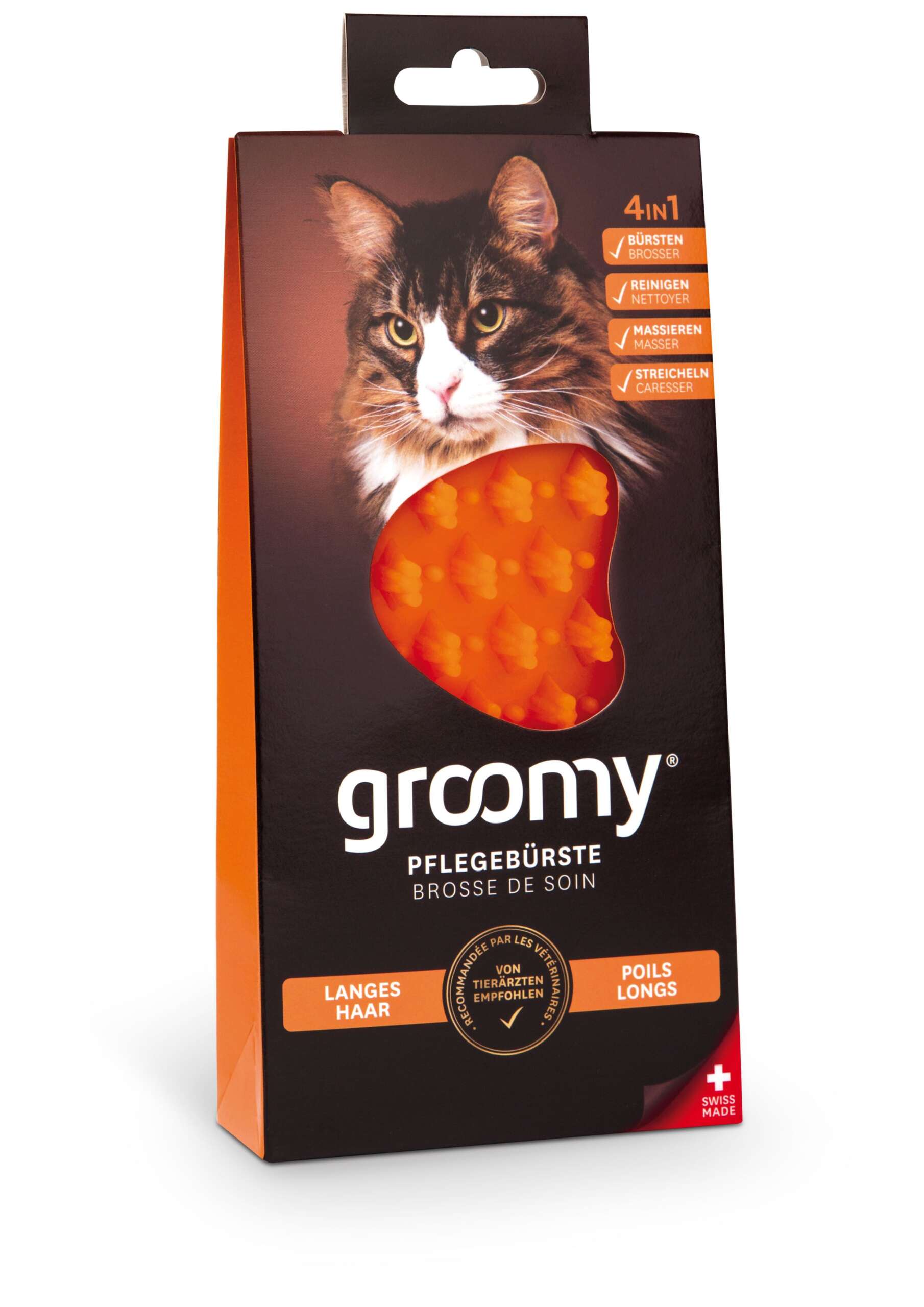 groomy® Wellness-Bürste für Langhaarkatzen