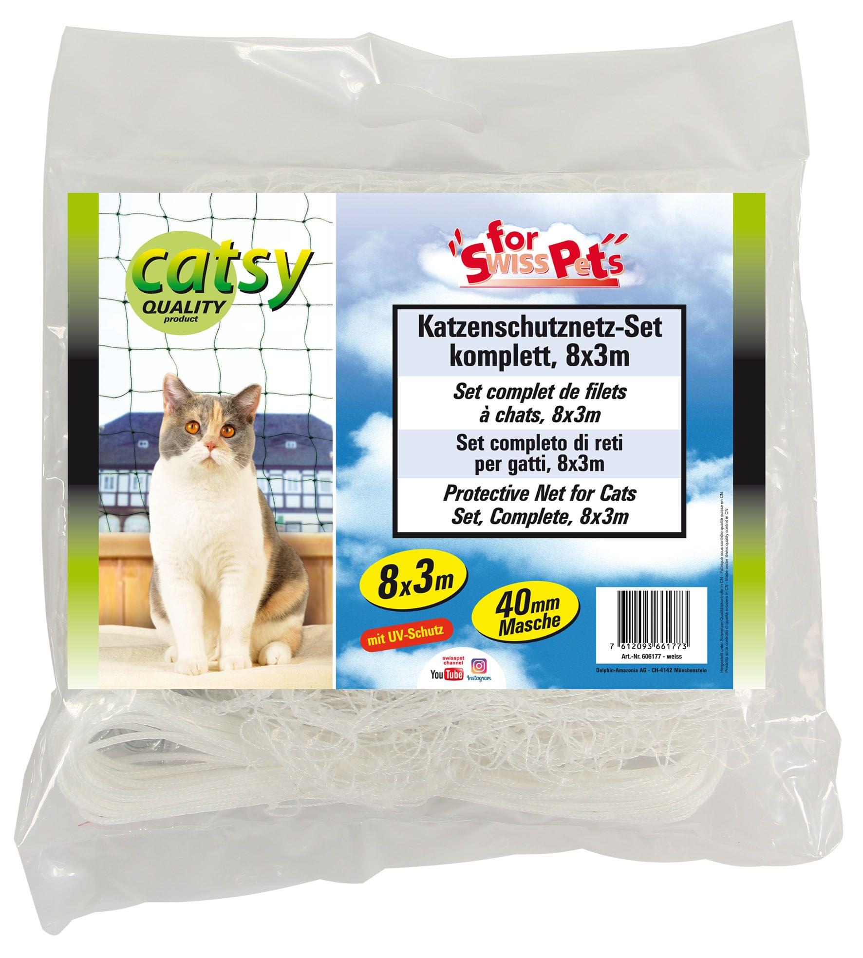Swisspet Catsy Universal Katzennetz-Set's komplett 8x3m oliv / weiss – Bild 2