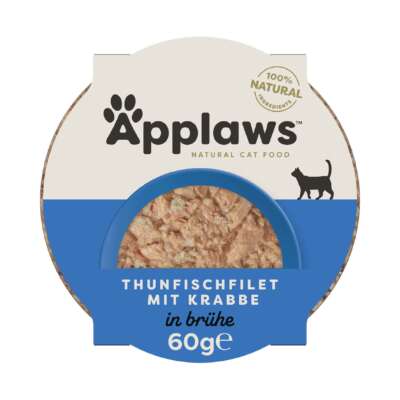 Applaws Cat Pot Tuna Fillets + Crab 10x60g