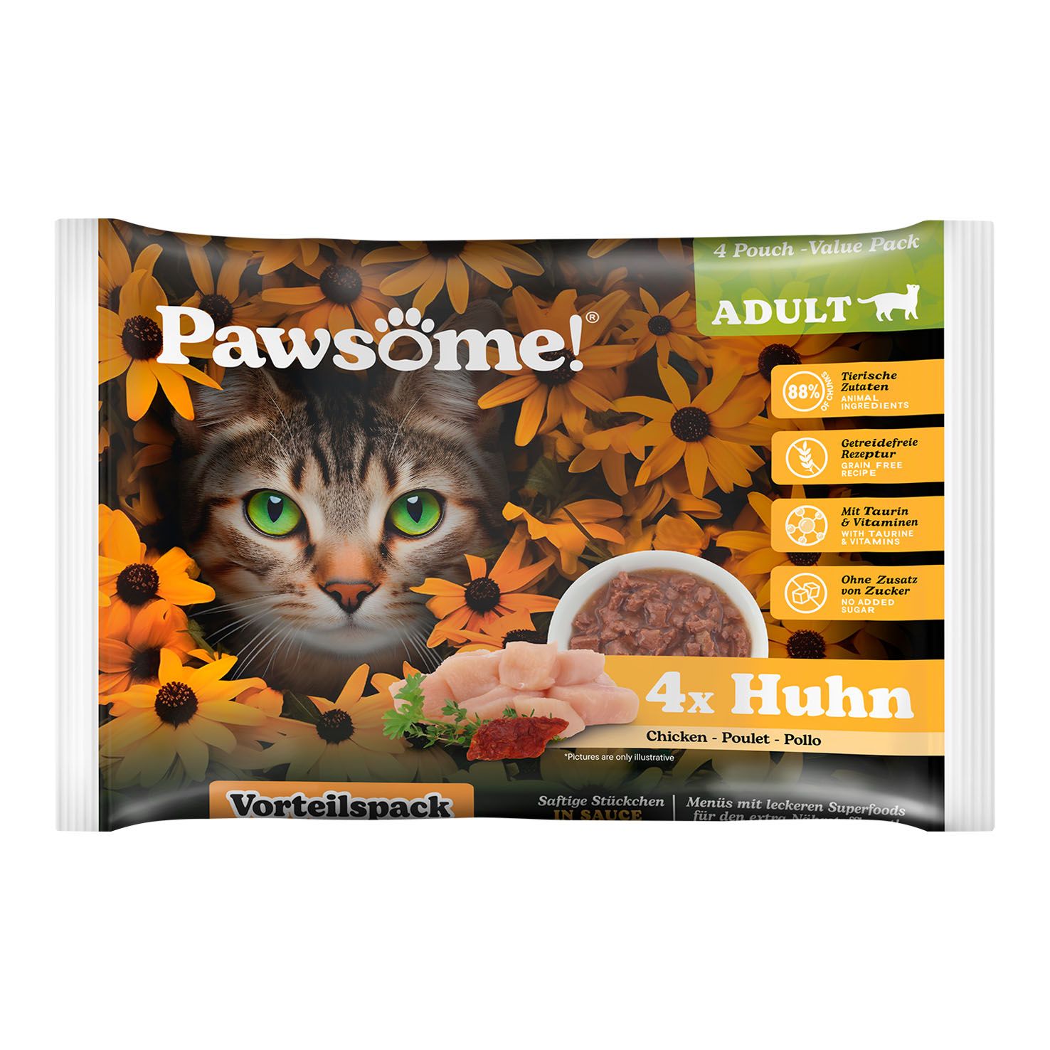 Pawsome Adult Huhn 28x 85g / 15x4x85g – Bild 2