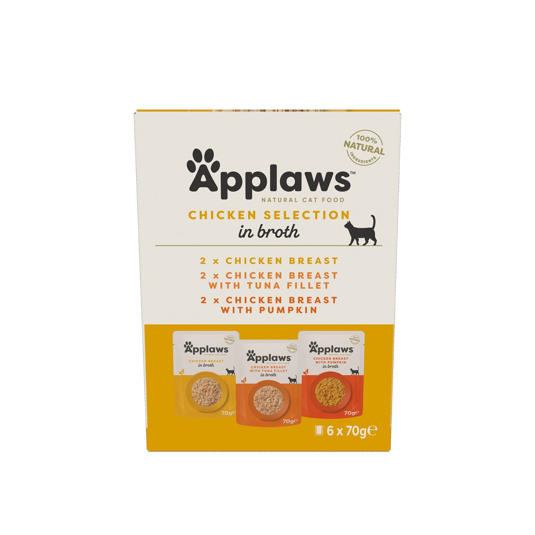Applaws Adult Chicken Multipack 6x70g 2x Chicken Breast, -Tuna, -Pumpkin broth