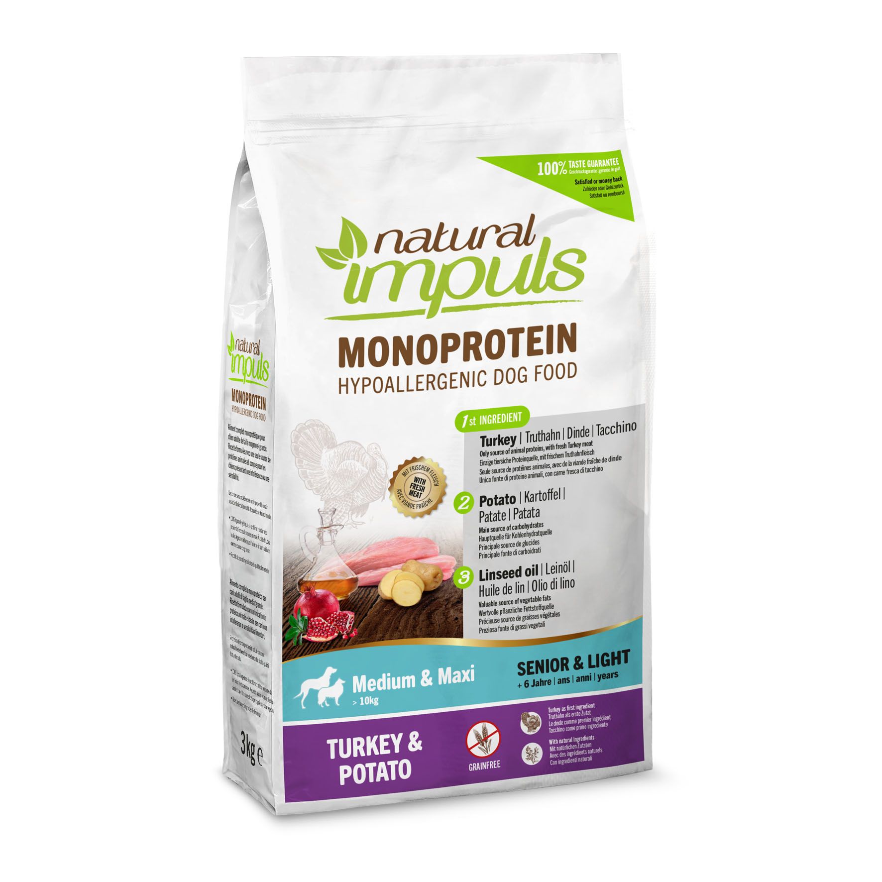Natural Impuls Adult Med/Max - Senior & Light - Truthahn & Kartoffeln 3kg / 12kg