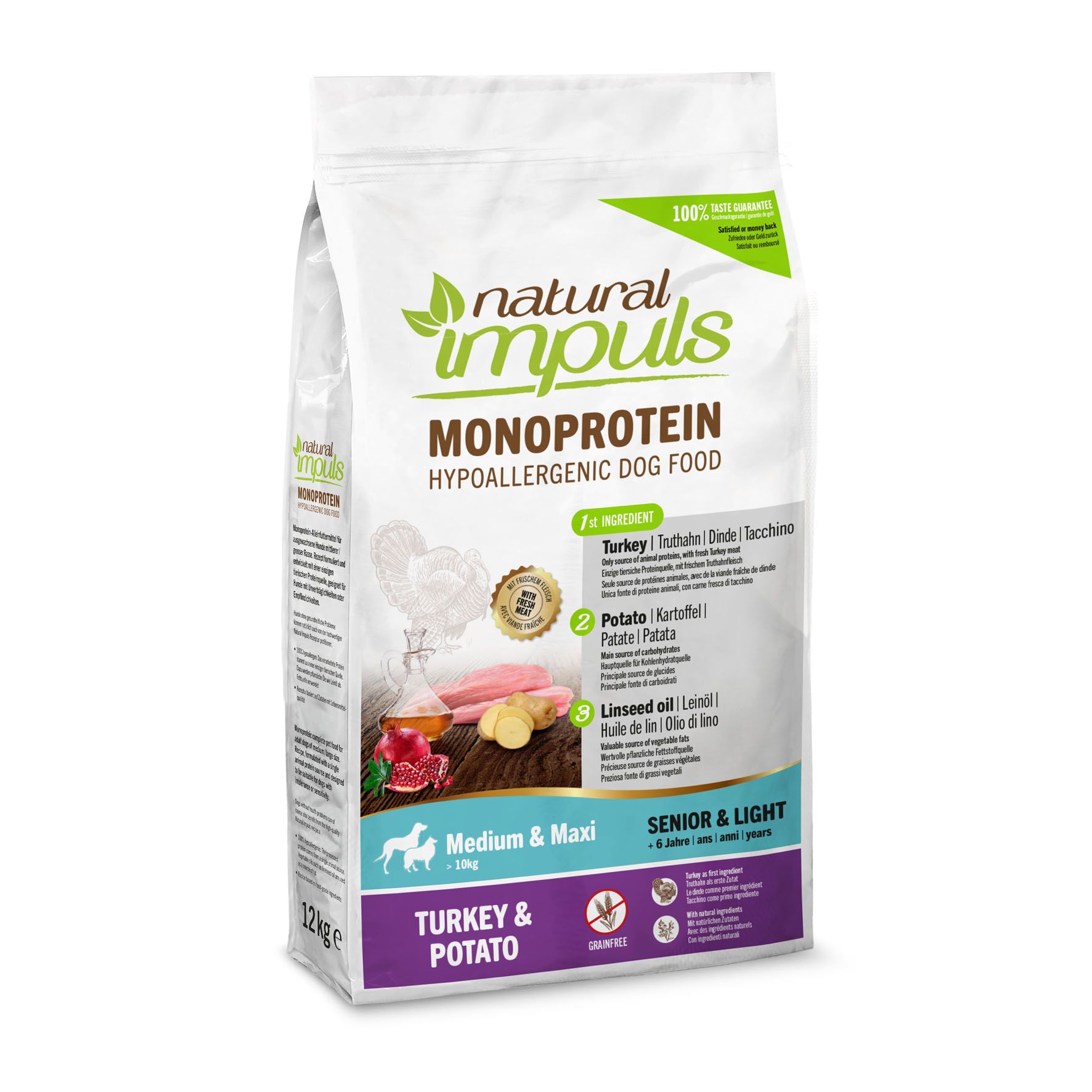Natural Impuls Adult Med/Max - Senior & Light - Truthahn & Kartoffeln 3kg / 12kg – Bild 2