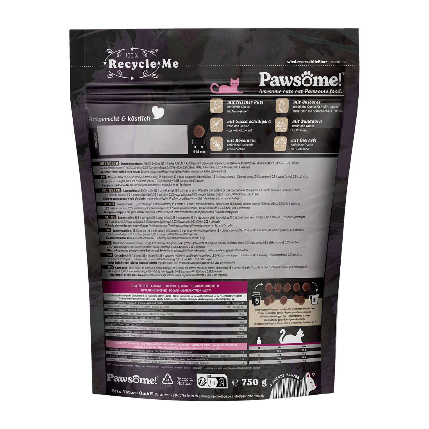 Pawsome Fresh & Dry Senior Pute 750g – Bild 2