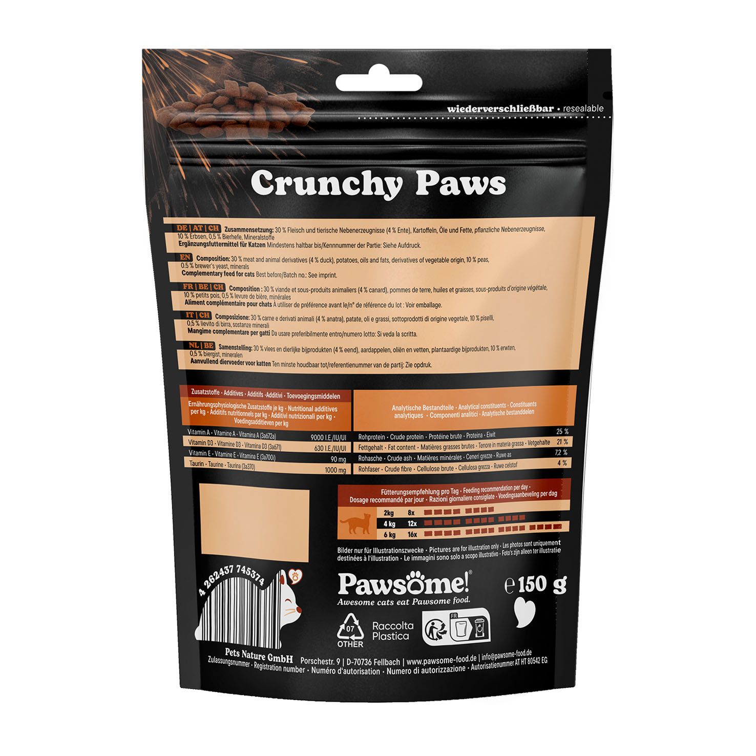 Pawsome Crunchy Paws Ente 150g – Bild 2